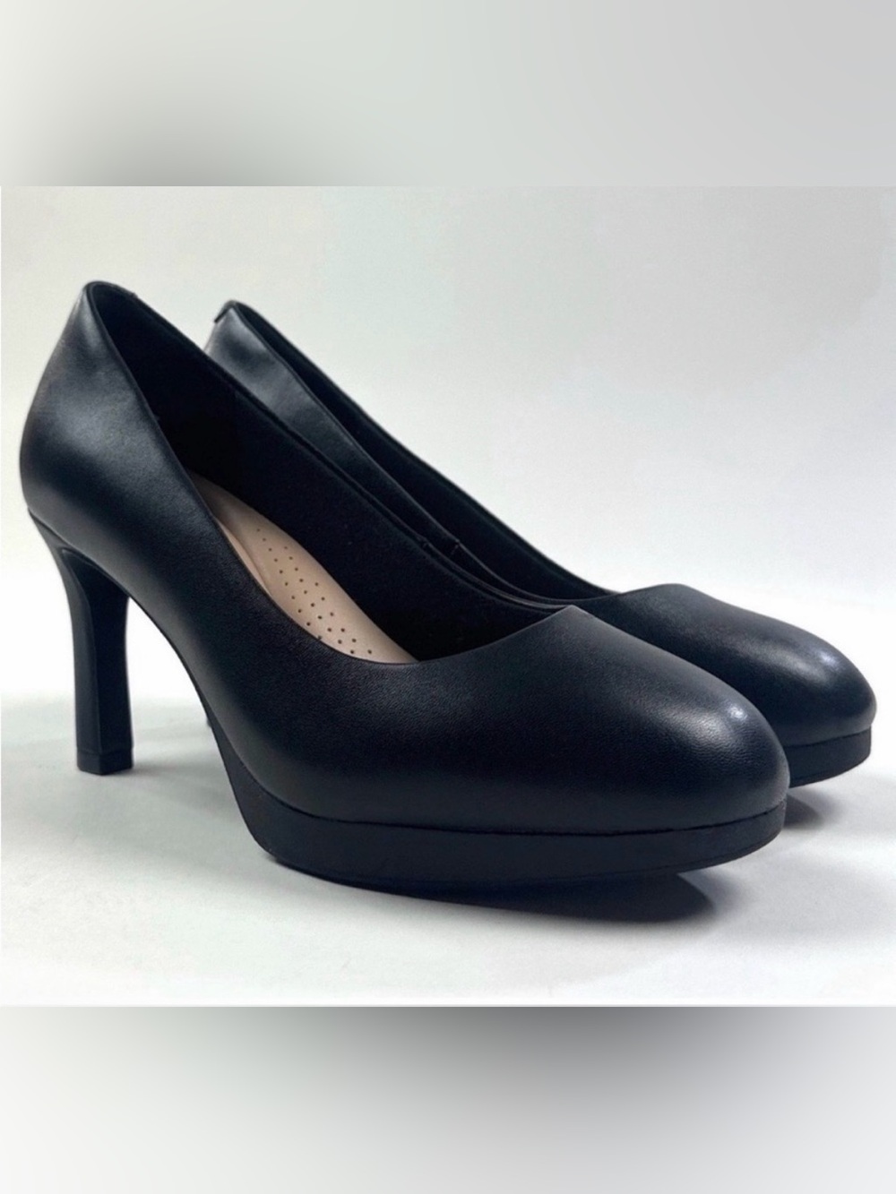 Clarks Ambyr2 Braley Womens Leather Black High Heels Pumps Comfort 26176996